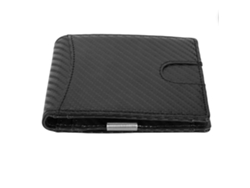 Cartera delgada para hombre con 10 ranuras para tarjetas RFID y clip para billetes negro.