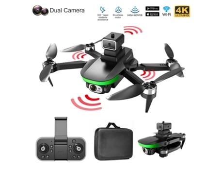 S5S Mini Drone con cámara 4K HD Evitación de obstáculos con láser (3 baterías - Duración de la batería: 18 min - Negro)