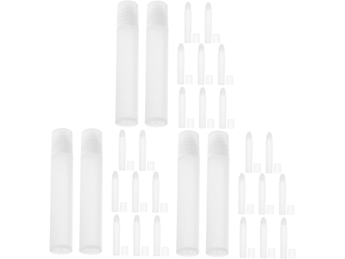 Conjunto de 3 frascos roll-on para óleos essenciais, frasco vazio ideal para viagens.