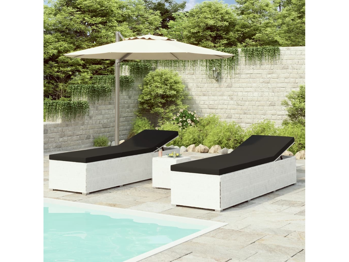 Conjunto de chaise longue de 3 piezas con mesa de centro, de mimbre, HARLANV1