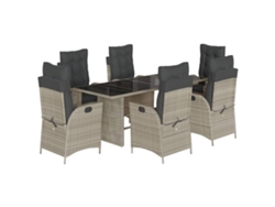 Maison Exclusive - Set Comedor Jardín 7 Pzas Y Cojines Ratán Sintético Gris Claro