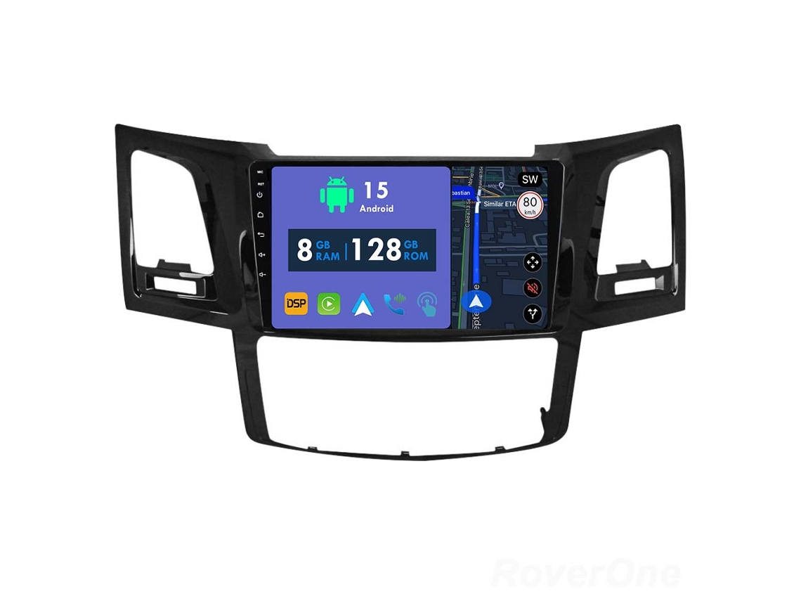 Coche Radio Android Auto Autoradio 8GB RAM 128G ROM CarPlay Navegación GPS Pantalla Táctil RoverOne para Toyota Fortuner 1 AN50 AN60 Hilux Revo Vigo 2005 - 2014 
