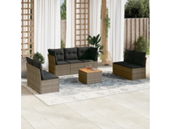 Conjunto de sofás de jardín de 8 piezas DKD Home Decor con cojines de mimbre gris