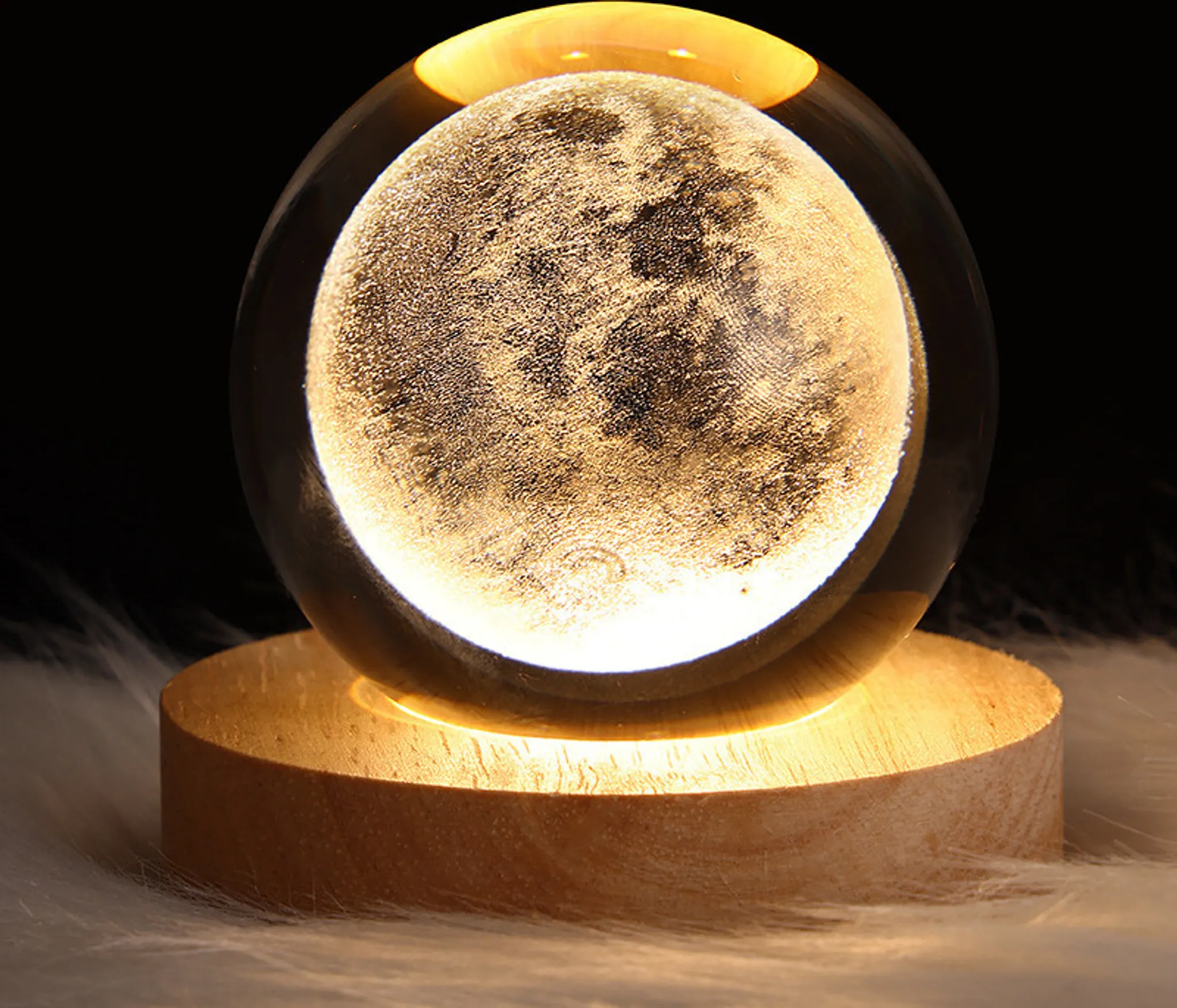 Luz Nocturna 3d Para Niños Luna, Bola De Cristal De 6 Cm