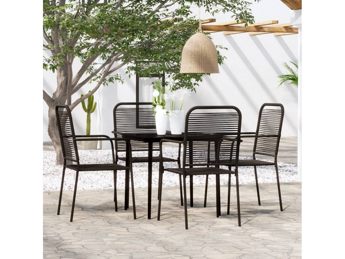 Juego de comedor de jardín negro de 2 piezas Dkd Home Decor