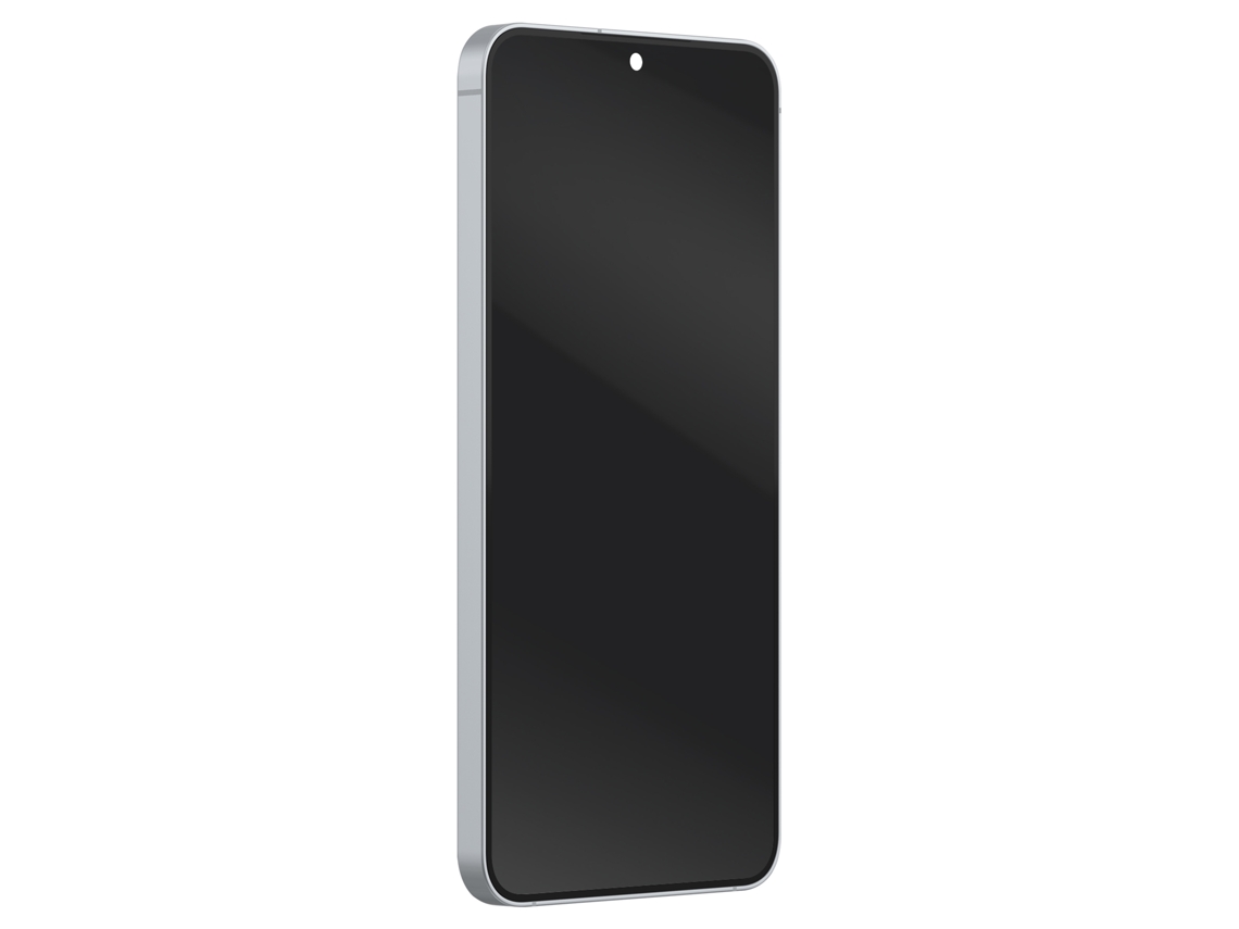 Pantalla Full AMOLED de Samsung para el paquete de servicio del Galaxy S25 Plus con chasis plateado.