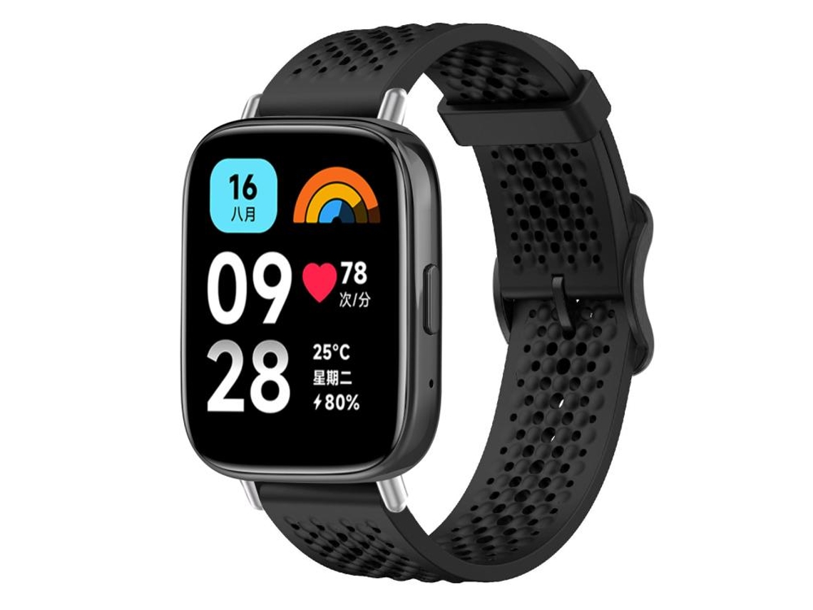 Correa para Redmi Watch 3 Active / Lite - Silicona transpirable - Hebilla de acero negra