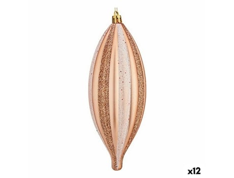 Set Adornos de Navidad Alargado Cobre PVC 3 x 3 x 18 cm (12 Unidades)