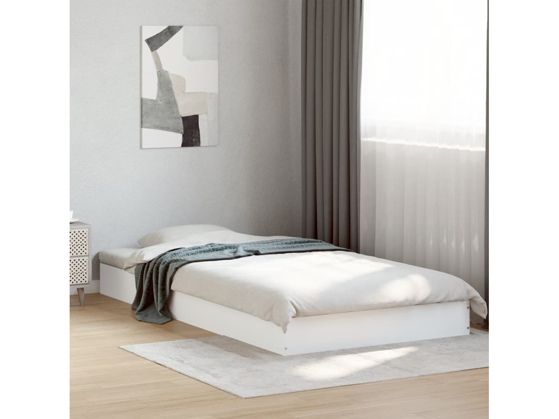 Estructura de cama madera de ingeniería blanca 90x190 cm