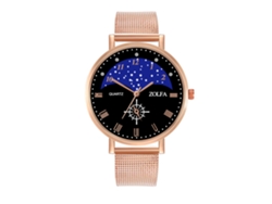 Reloj De Cuarzo Unisex Con Correa De Malla Y Dial De Cielo Estrellado (oro Rosa)