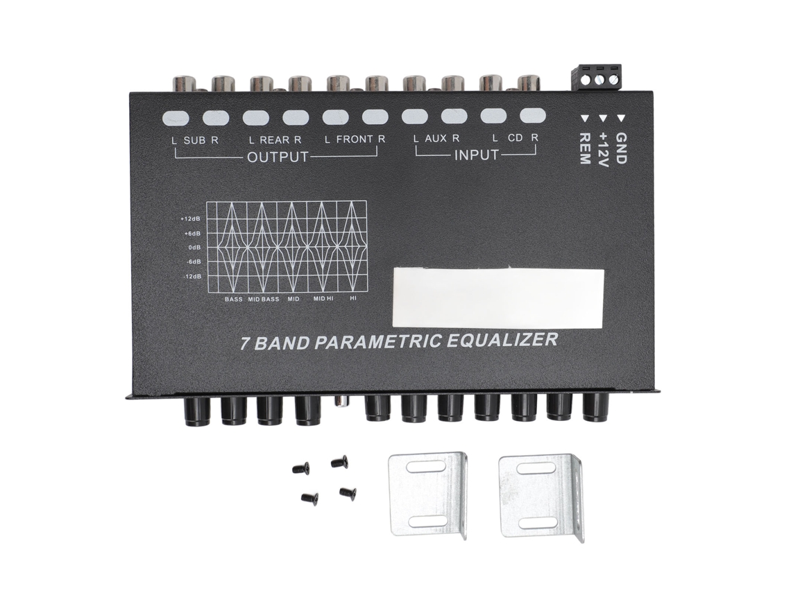 Ecualizador De Sonido Gráfico Ajustable De 7 Bandas Con Entradas De Cd Y Aux Y Salidas Para Subwoofer Delantero/trasero Para Coche, Barco Y Autocaravana.