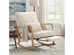 Mecedora Nórdica, Reposapiés, Terciopelo, Madera, 89x70x97.5cm, Crema