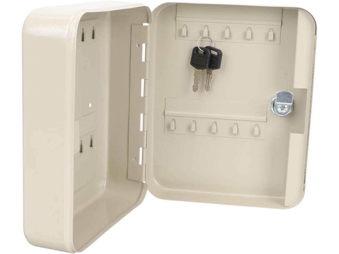 Organizador De Llaves De Pared Con Cerradura Integrada, Caja De Almacenamiento De Metal Blanco, 20 Ranuras