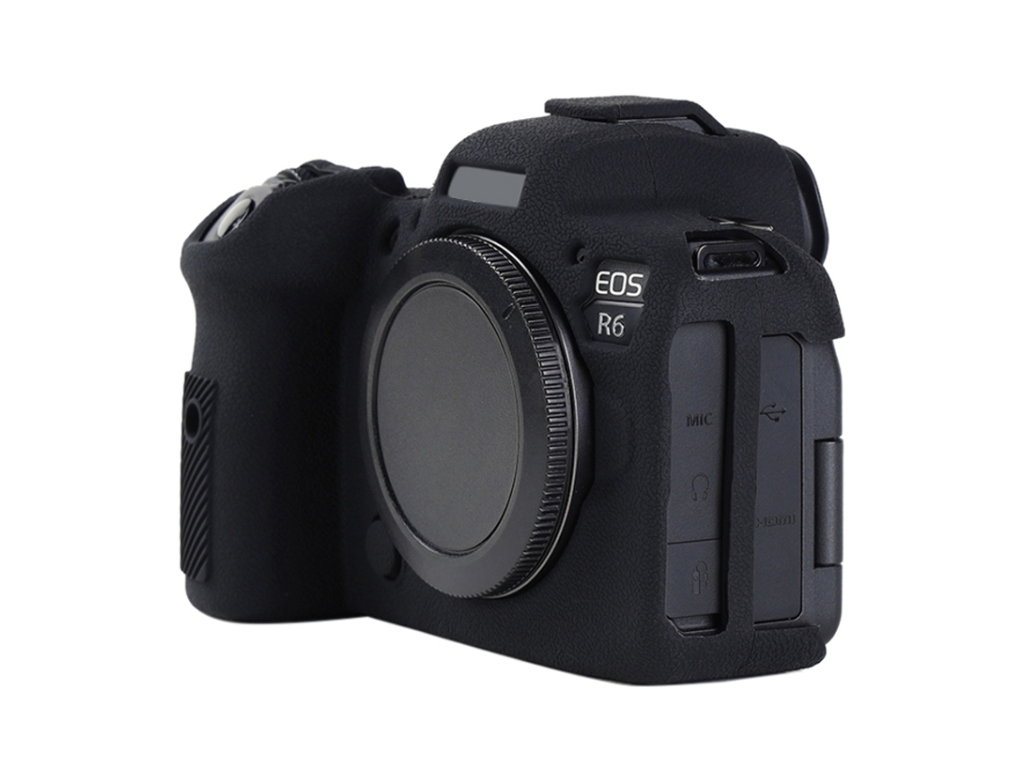 Funda protectora de silicona suave con textura de lichi para Canon EOS R6 Mark II/EOS R6II negra