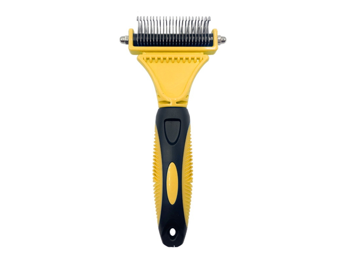 Cepillo para perros y gatos, peine de acero inoxidable 12+23, herramienta de doble cara para eliminar el pelo, limpieza profunda, uso doméstico, ergonómico STELASPLEN