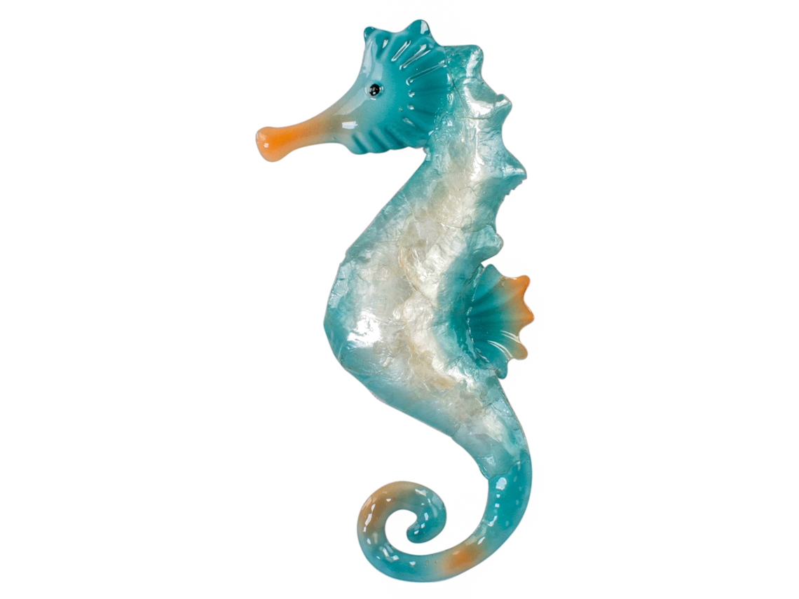 ORIGEN Home Decor Caballito De Mar Apliques Metal Azul 28x14x2cm BY SIGRIS