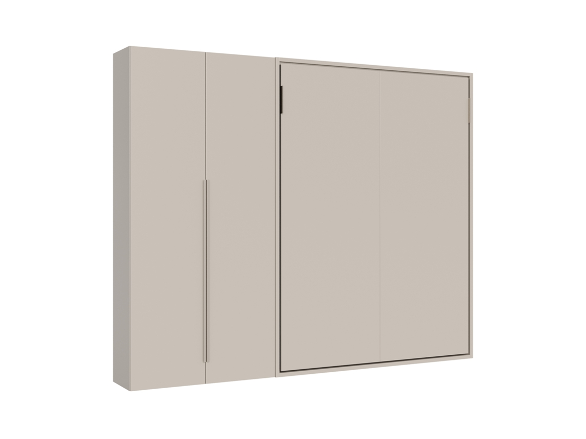 Cama Abatible Francesa Vertical Versia Sofà 140 Con Armario Izquierdo De 2 Puertas Clay