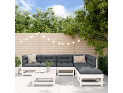 Conjunto de salón de jardín de 7 piezas de pino macizo blanco Dkd Home Decor