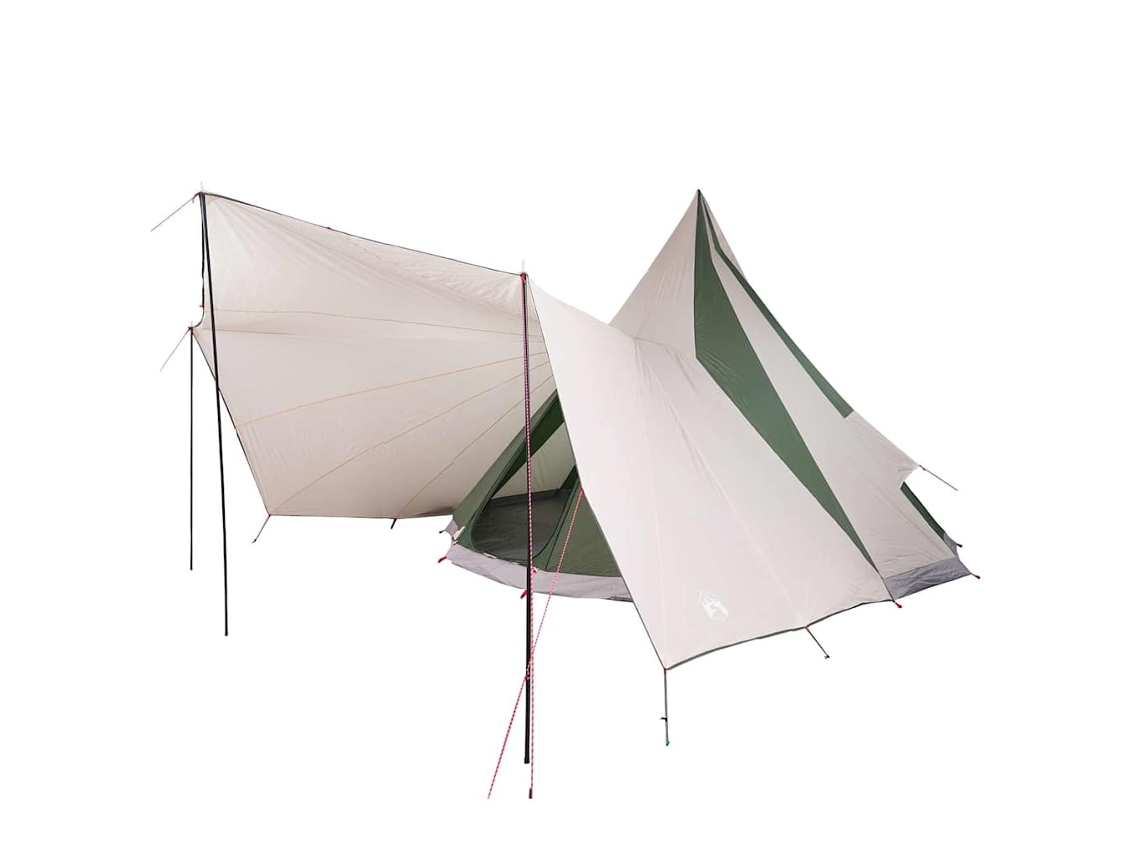 Tienda tipi familiar, verde y beige, 510 x 690 x 330 cm