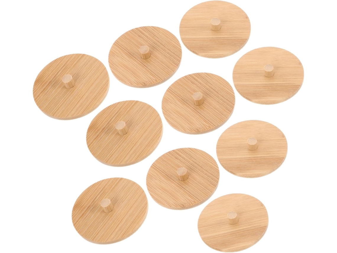 10 Tapas Bambú Natural Cajas Hisopos Algodón Ideales Frascos Boticario Almacenamiento Baño