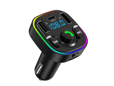 Transmisor FM inalámbrico Bluetooth Reproductor de MP3 para coche PETHUEL 3.1A Usb Tipo-C Cargador Rápido CZ-240225-28 Negro