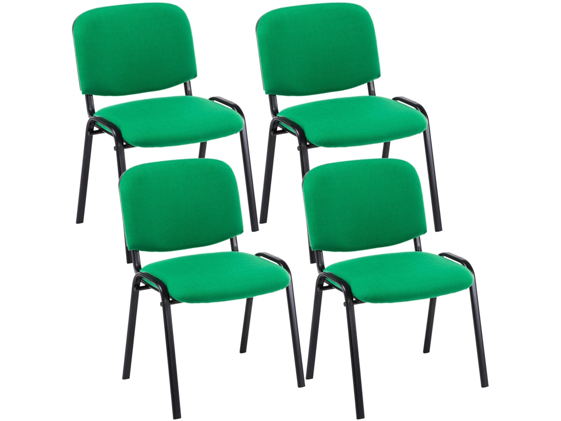 Juego de 4 sillas para invitados Ken de tela verde CLP