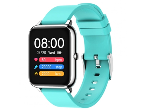Smartwatch P22 Sleep Monitor Impermeable Fitness Silver Shell Blue Belt