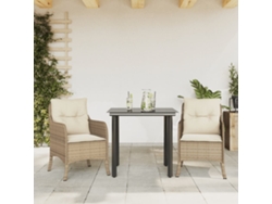 Juego de comedor de jardín de 3 piezas con cojines de mimbre beige de DKD Home Decor