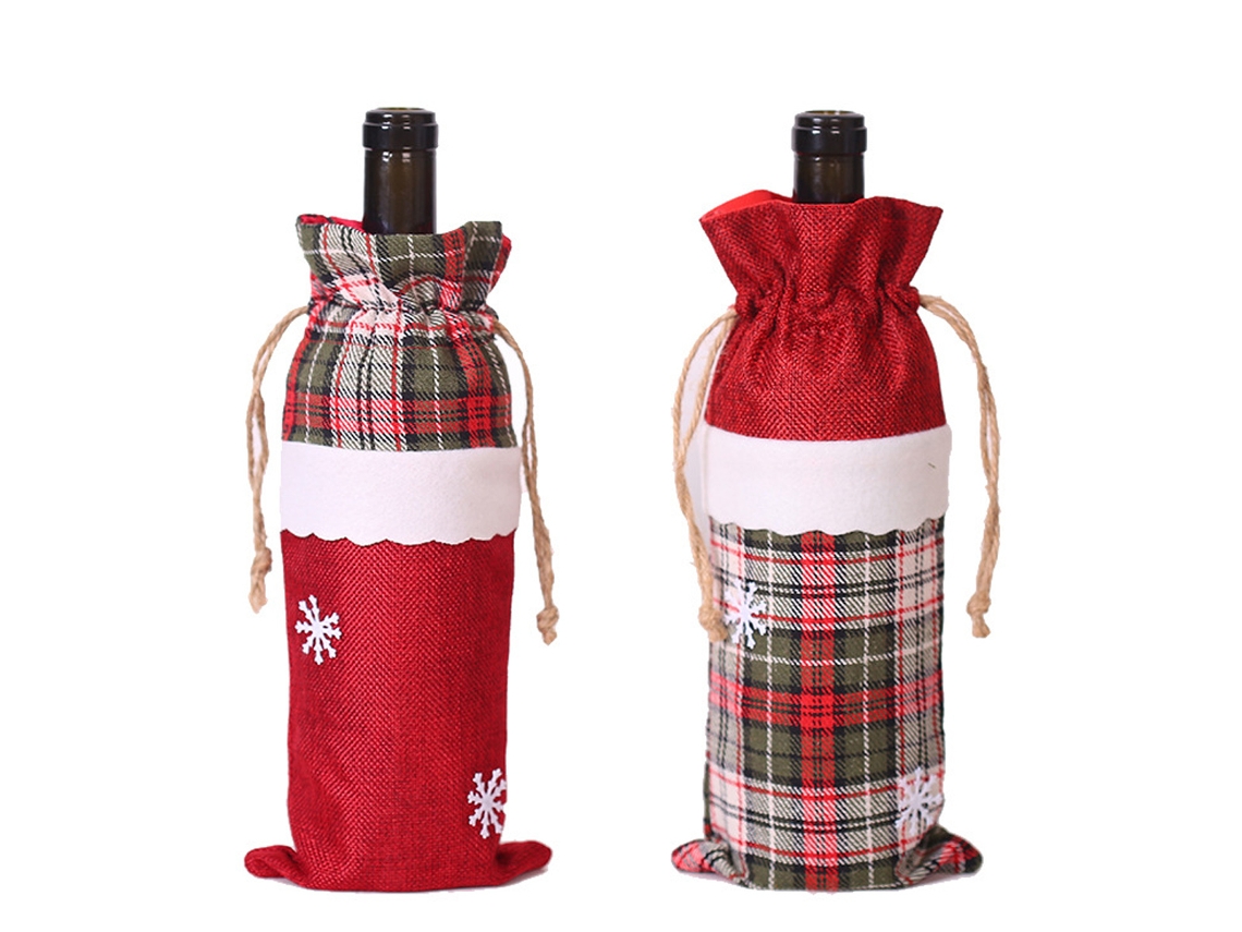 Funda para botella de vino - Funda decorativa para botella de vino navideña RNEMITERY
