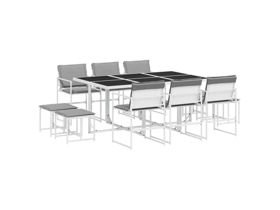 Maison Exclusive - Juego De Comedor De Jardín 11 Pzas Con Cojines Textilene Blanco