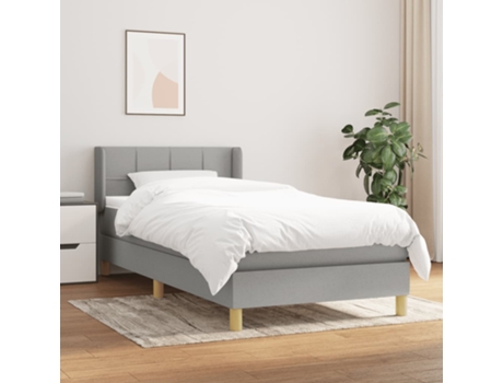 vidaXL Cama con somier y colchón 90x190 cm tela gris claro