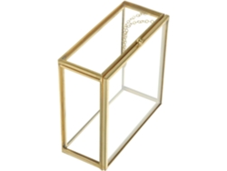 Elegante Organizador Joyas Cristal Transparente Marco Aleación Dorada Perfecto Pendientes Anillos Ideal