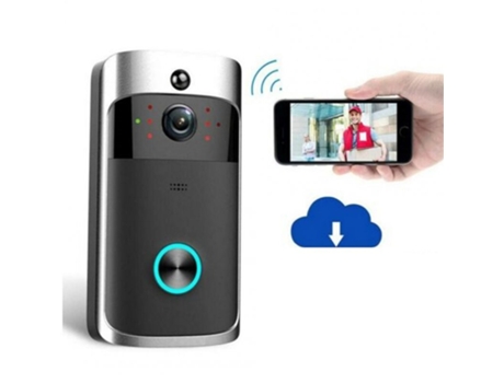 Smart Door Bell inalámbrico Wifi a prueba de lluvia visión nocturna intercomunicador cámara timbre V5-M3 negro