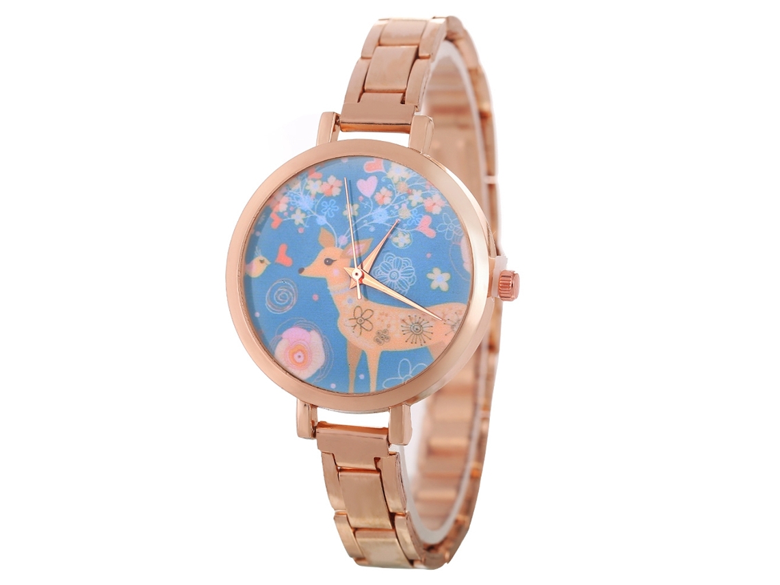 Lujoso Reloj De Pulsera Analógico De Cuarzo Con Brazalete De Acero Color Oro Rosa.