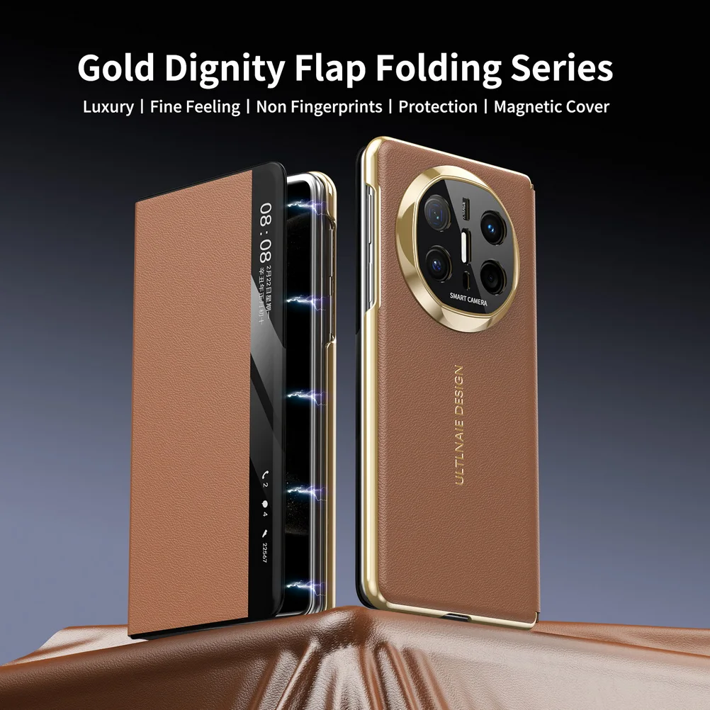 (marrón, Huawei Mate X5) Funda De Cuero Retro Para Teléfono Inteligente, Resistente A Los Golpes Con Protector De Lente Magnético Integrado.