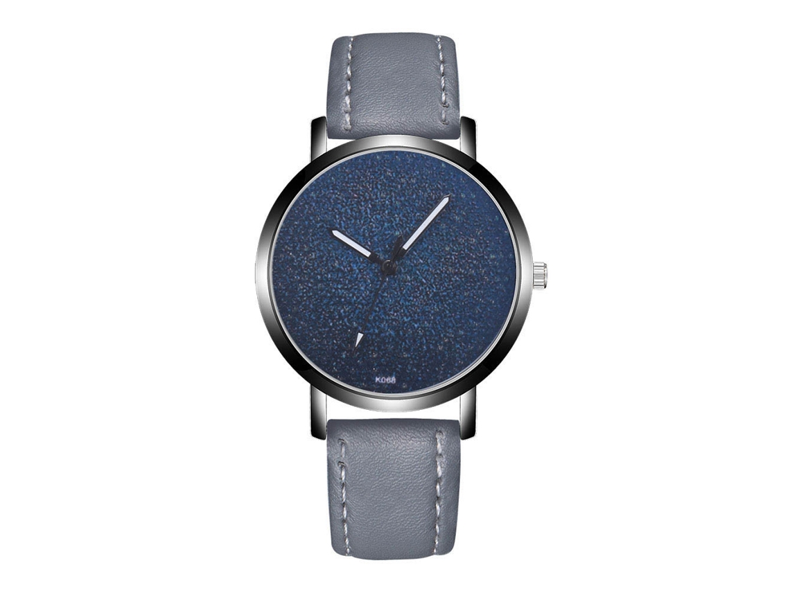 Reloj De Pulsera De Cuero Para Hombre Con Esfera Redonda Y Movimiento De Cuarzo (gris)
