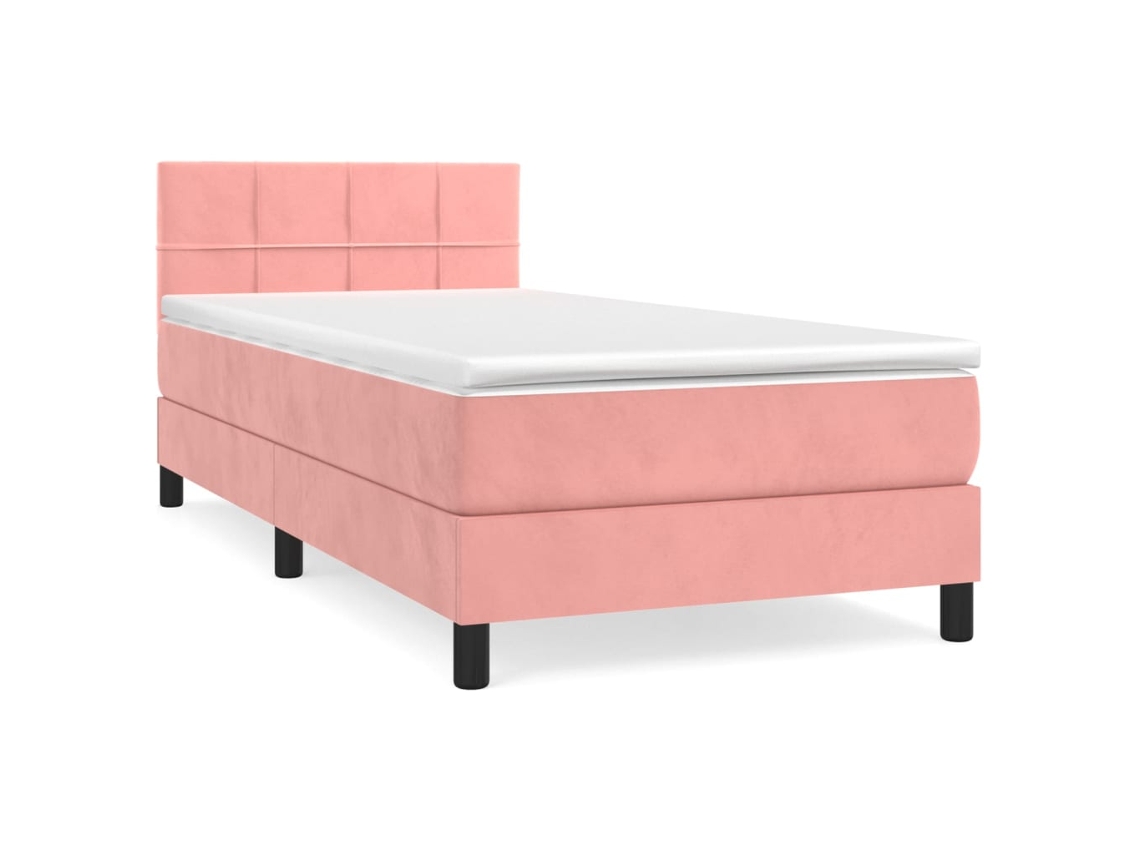 Maison Exclusive - Cama Box Spring Con Colchón Terciopelo Rosa 90x190 Cm