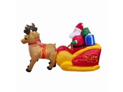 Reno navideño inflable con trineo y luces LED para exteriores, 1,28 m