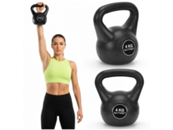 Kettlebell De 4 Kg – Equipo De Entrenamiento De Fuerza Con Bola De Ejercicio, Negra.