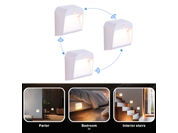 Pack de 3 Apliques LED de Pared con Sensor de Movimiento, Recargables por USB, Magnéticos, Luz Cálida, con Cable y Batería de Litio Alpinaluz