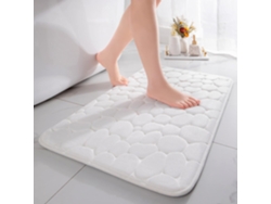 Alfombrilla De Baño Portátil, Absorbente, Antideslizante Y Decorativa, 60x90 Cm, Blanca.