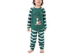Pijama navideño familiar Rebe con estampado de dibujos animados y rayas, manga larga, para niños de 13 años.