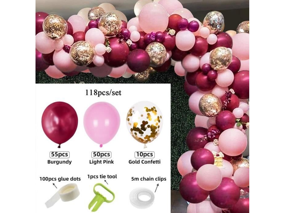 110 piezas de guirnalda de globos para fiesta de baby shower, arco de fondo para fiesta de cumpleaños, tira de cuerda para D, juego de 118 piezas Ywei