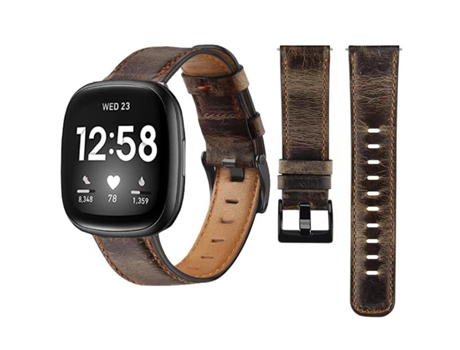Correa Vintage Leather para Fitbit by Google Versa 2 Café