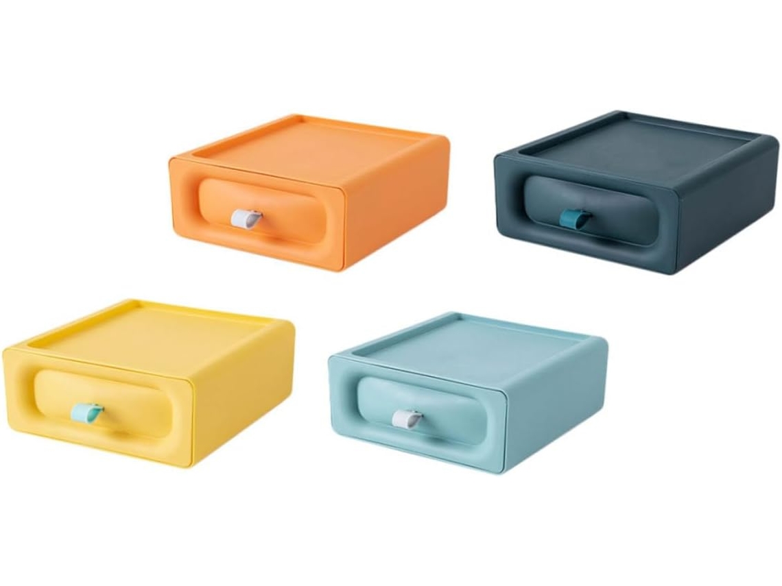 Juego De 4 Cajas De Almacenamiento Extraíbles Para Oficina - Almacenamiento Seguro