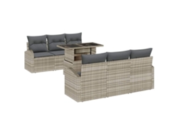 Maison Exclusive - Conjunto De Sofá De Jardín 7 Pcs Gris Claro Rattan De Poliéster