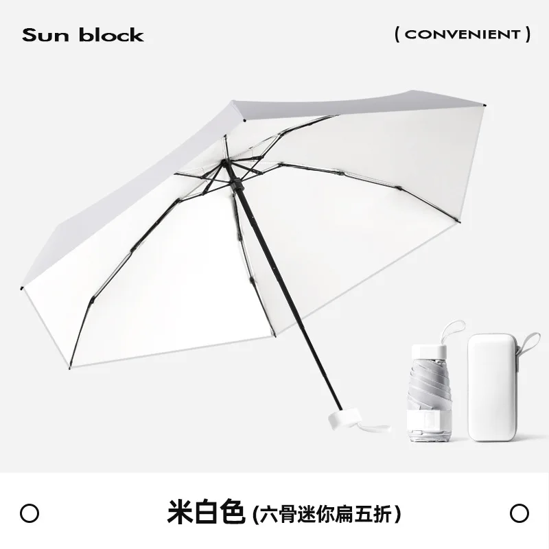 Mini Sombrilla Blanca, Factor De Protección Solar Upf50+, Color Plata Titanio.