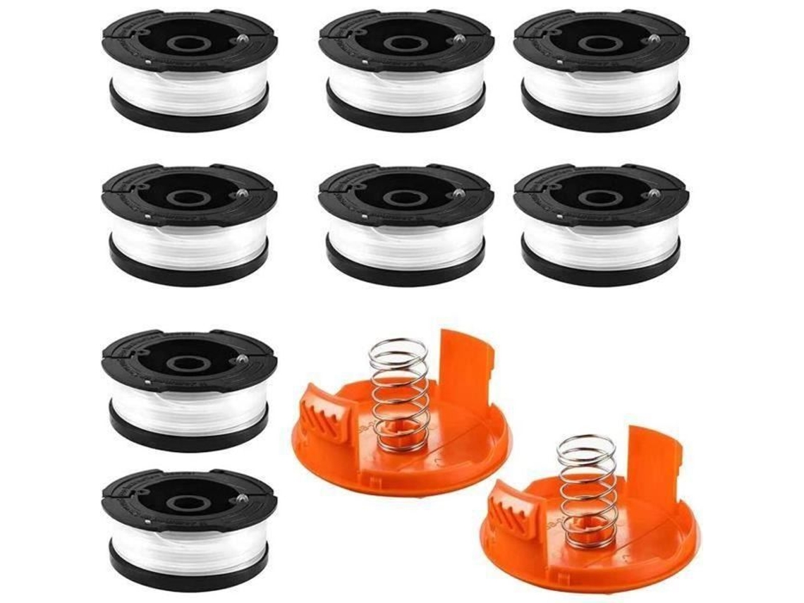 Giftstrimmer Carrete de hilo para cortadora de hilo Black And Decker, 8 carretes de hilo para desbrozadora, 2 cubiertas de carrete y 2 Re CHANGM