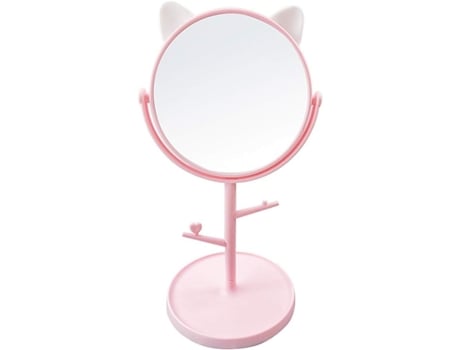 Espejo De Escritorio En Linda Forma De Orejas De Gato, Espejo De Maquillaje Y Tocador Para Usted En El Baño O El Dormitorio, Rosa ZMDECQNA