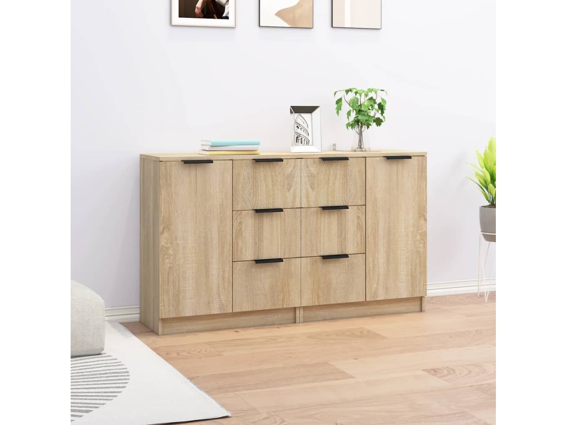 Lovely Home Aparador 2 Pzs 60X30X70 Cm Madera Procesada Roble Sonoma